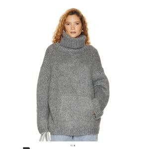 Helsa Janin Turtleneck Sweater Medium‎ Wool Alpaca Kangaroo Pocket Oversized Fit